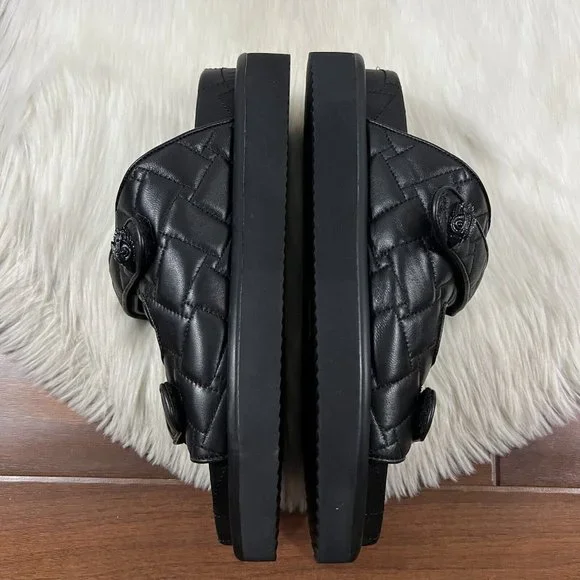 Kurt Geiger Men's Size 43.5 / US 10.5 Black Leather Quilted Orson Slide Sandals - Picture 5 of 13